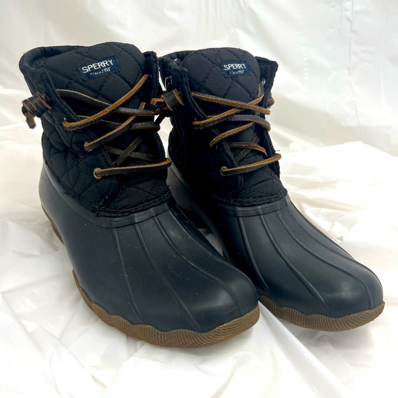 Sperry Other - Sperry Black Saltwater Rubber Duck Boots Girl's Big Kids Size 3 Waterproof